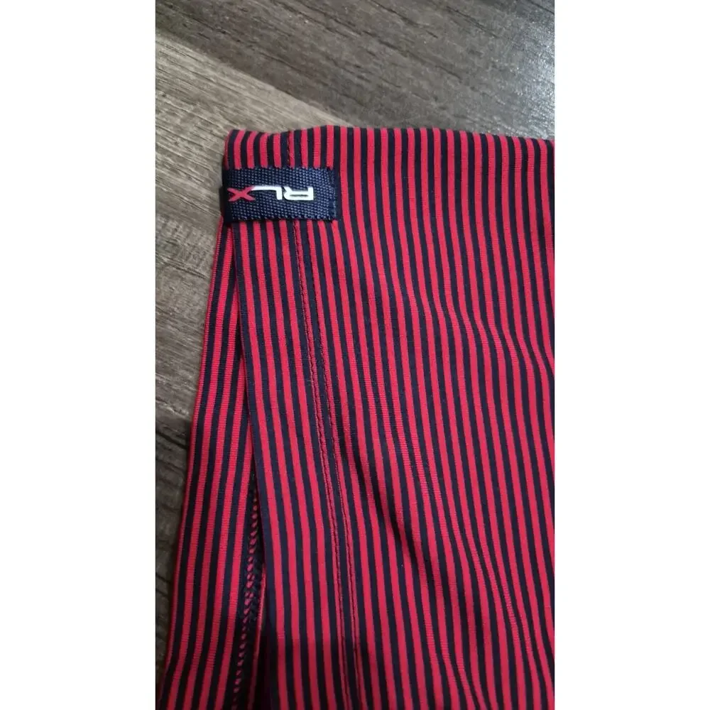 RLX Ralph Lauren Performance Golf Men’s XL Polo Shirt Red/navy Blue Striped